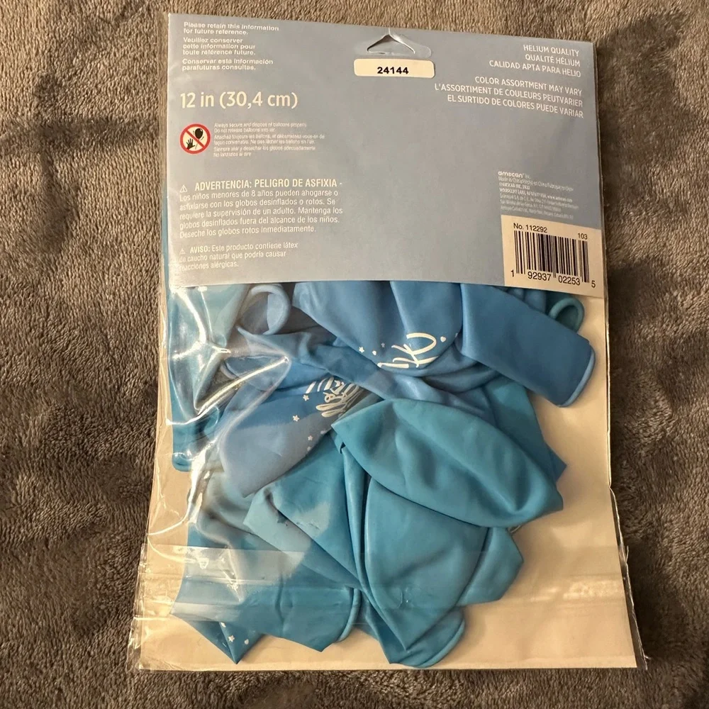 Baby Shower Boy Balloons Gender Reveal Blue Gold Birthday 2 Packs Foil Latex